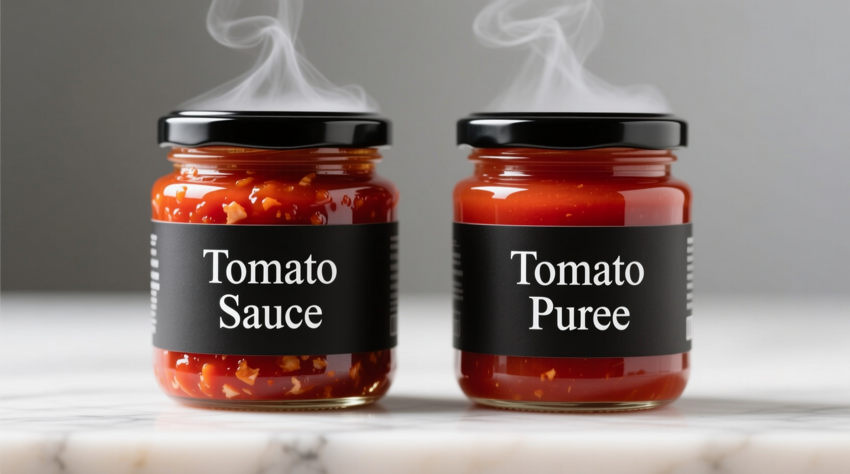 Tomato sauce and puree side by side comparison