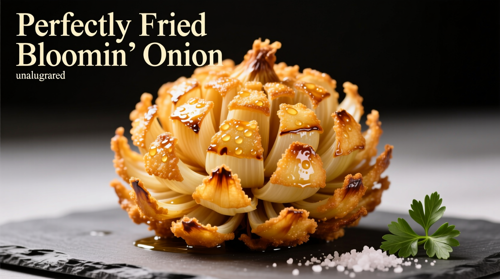 Perfectly fried bloomin onion with golden crispy batter