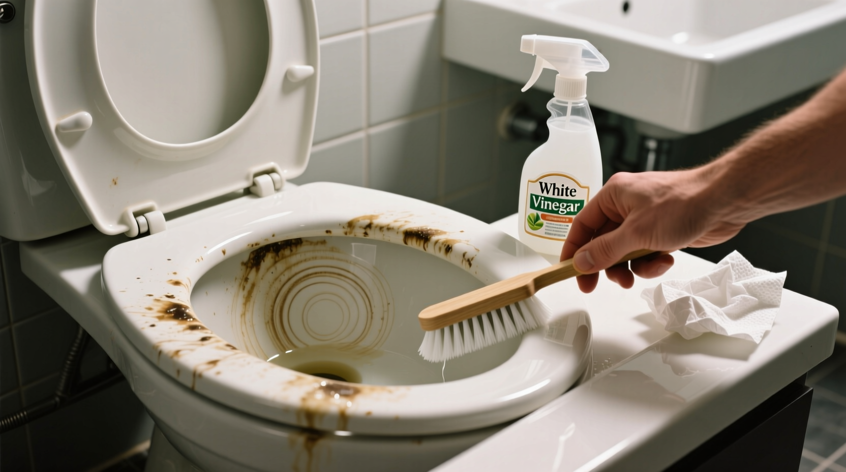 how to clean hard water stains in toilet