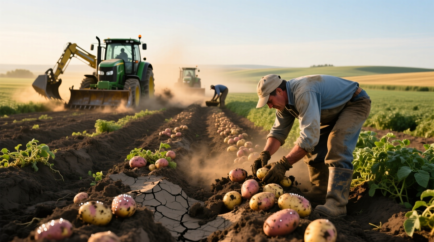 Idaho potato field during harvest season