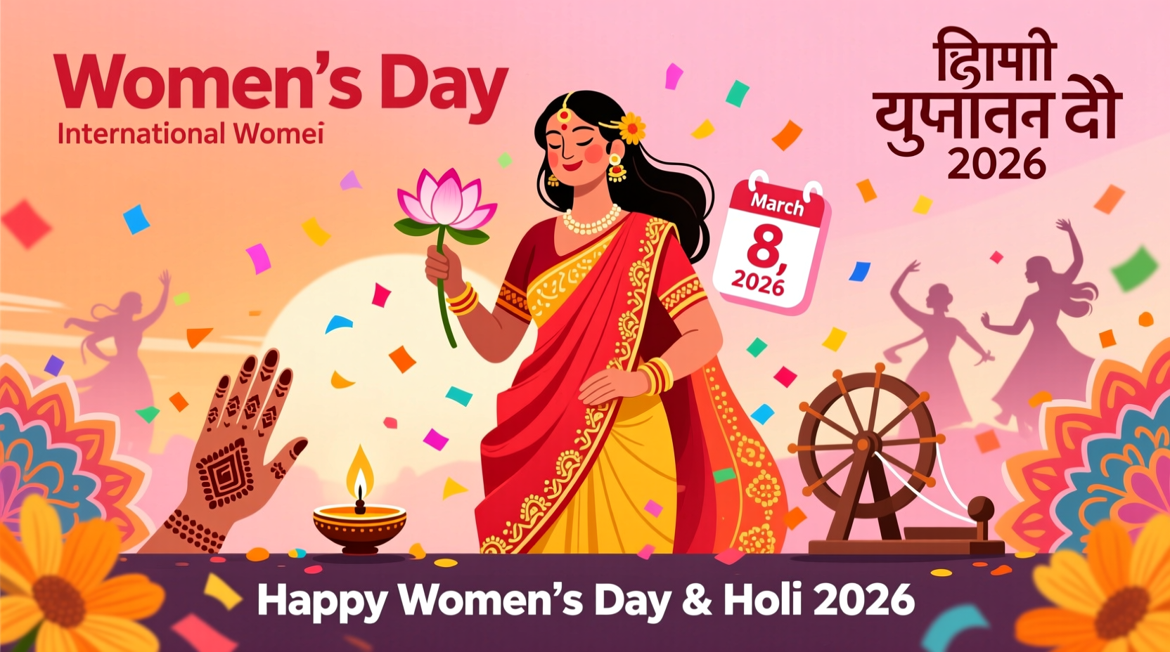 happy womens day and holi