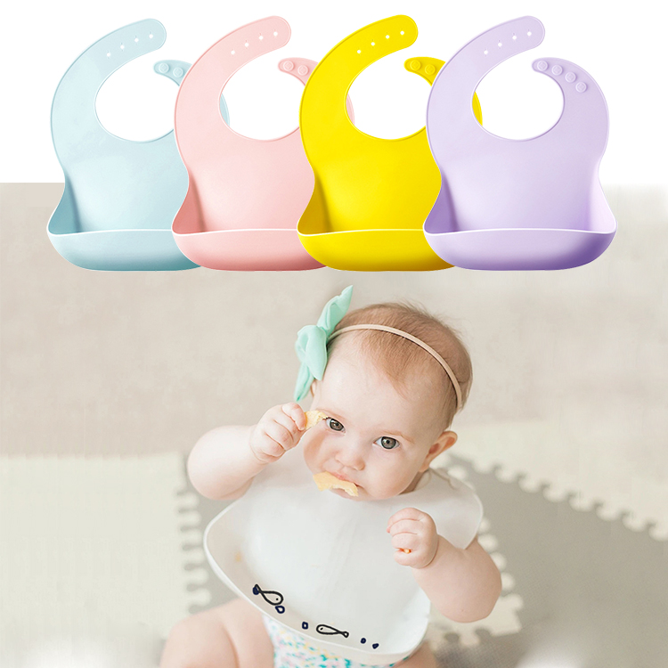 2022 Amazon Hot Sale Food Grade Wodoodporne silikonowe śliniaczki dla niemowląt Hurtownia z kieszenią Catcher 0