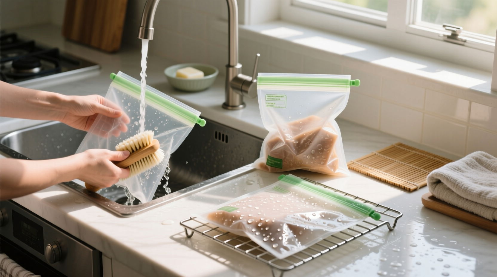how to clean reusable food storage bags