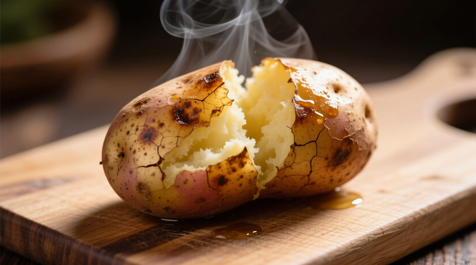 Freshly baked russet potato with skin