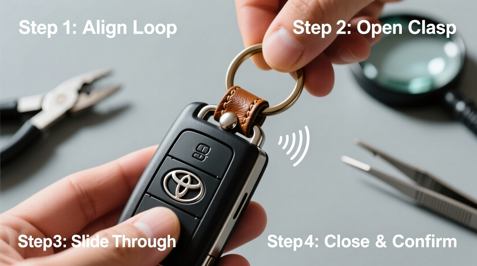 install leather key ring toyota