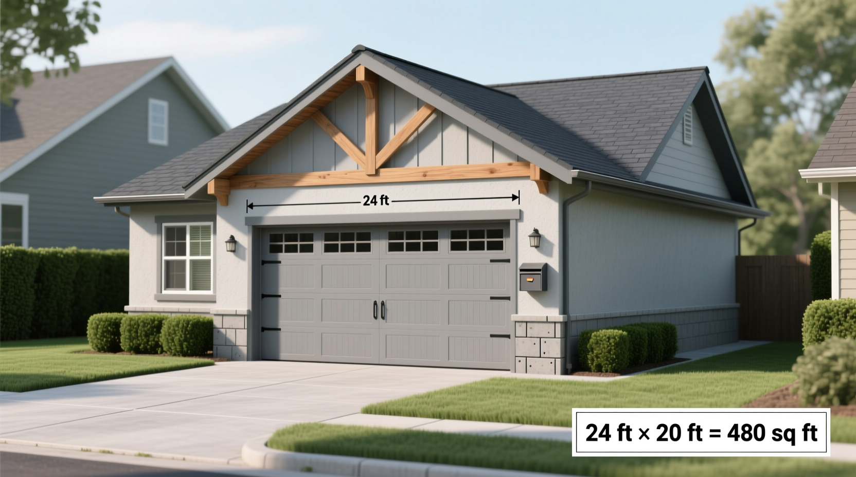 how many square feet is a standard two car garage