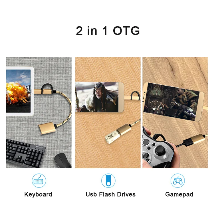 nylon braid type c otg adaptador mobil usb cable micro usb otg for cellphone to memory and function wxtention work