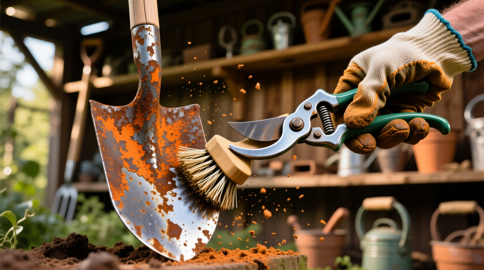 cleaning rust off garden tools