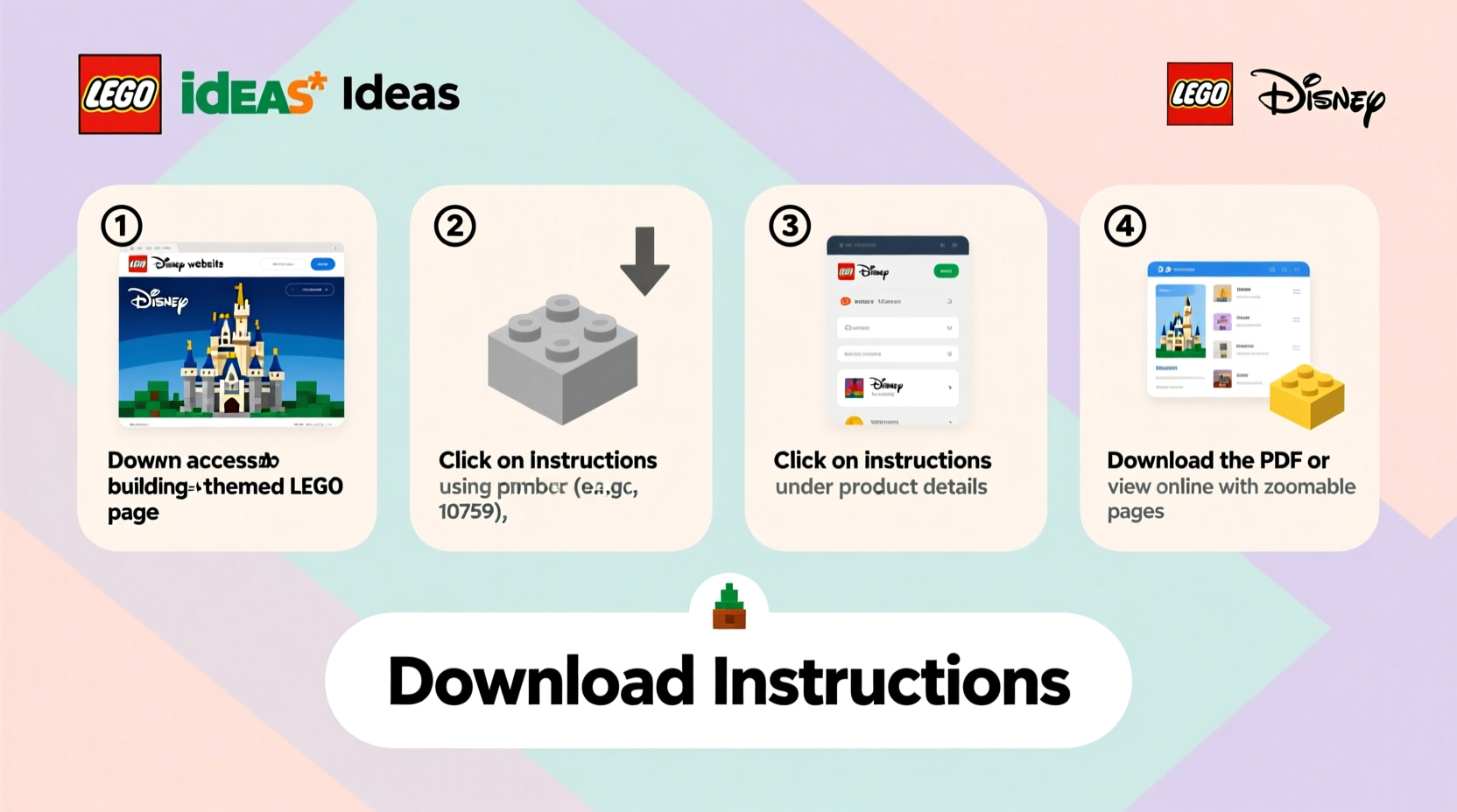 how to easily access and download disney building block instructions online