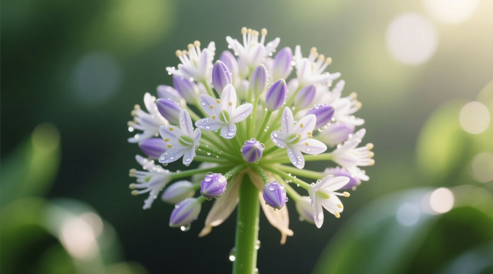 Close-up of elephant garlic bulbils in flower head