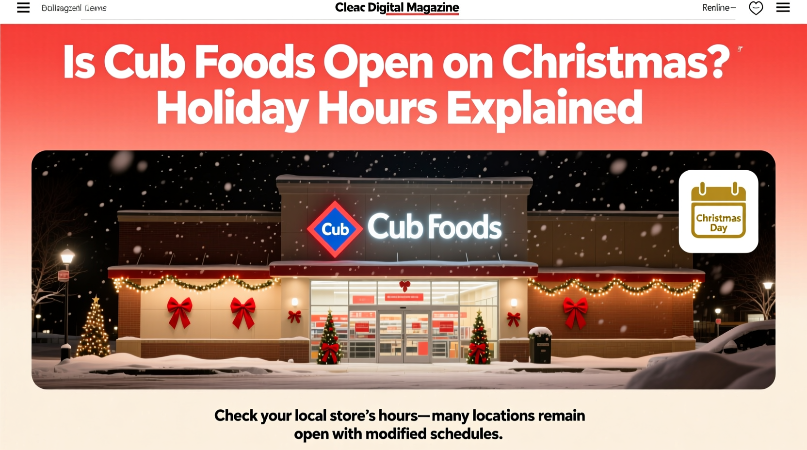 is cub foods open on christmas