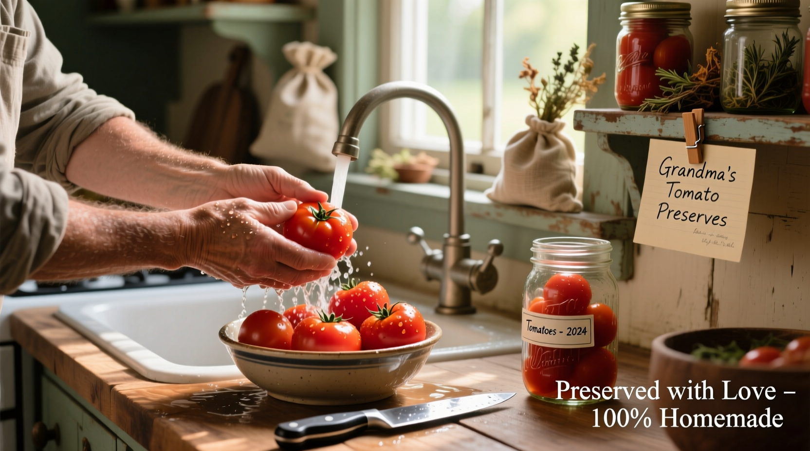 Fresh tomatoes being processed for home canning