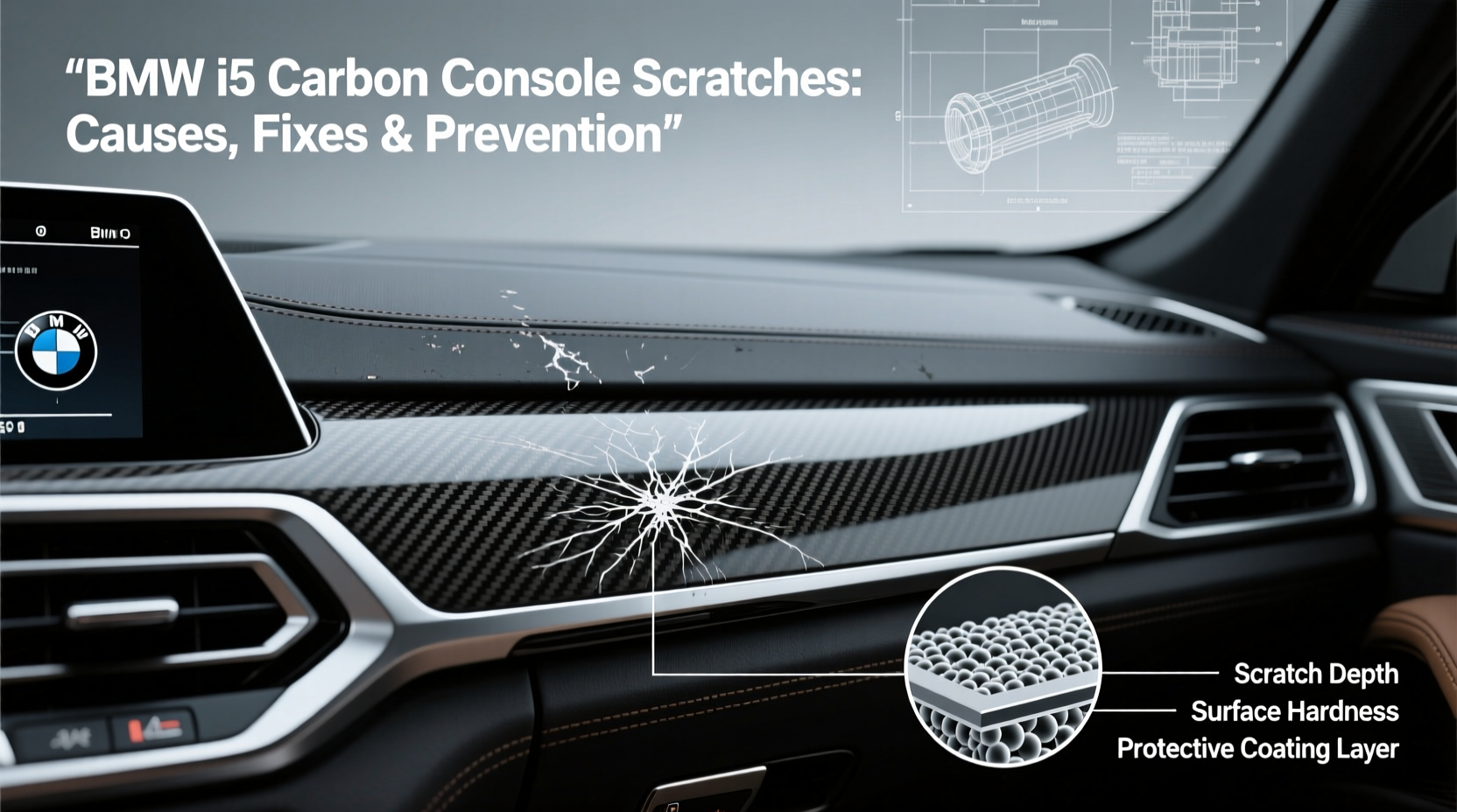 bmw i5 carbon console scratches