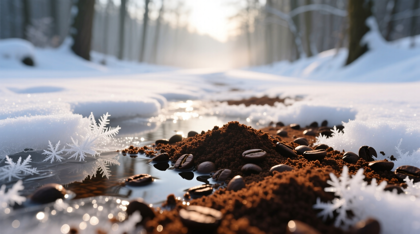 coffee grounds to melt snow and ice