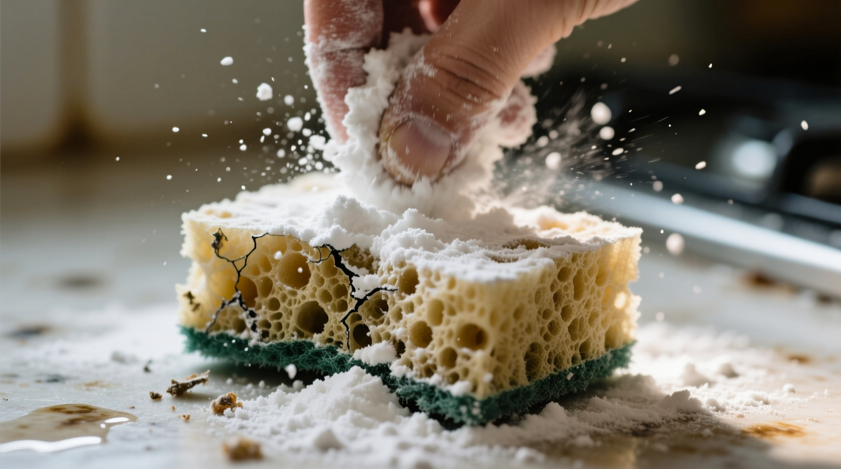 de stink an old sponge with baking soda