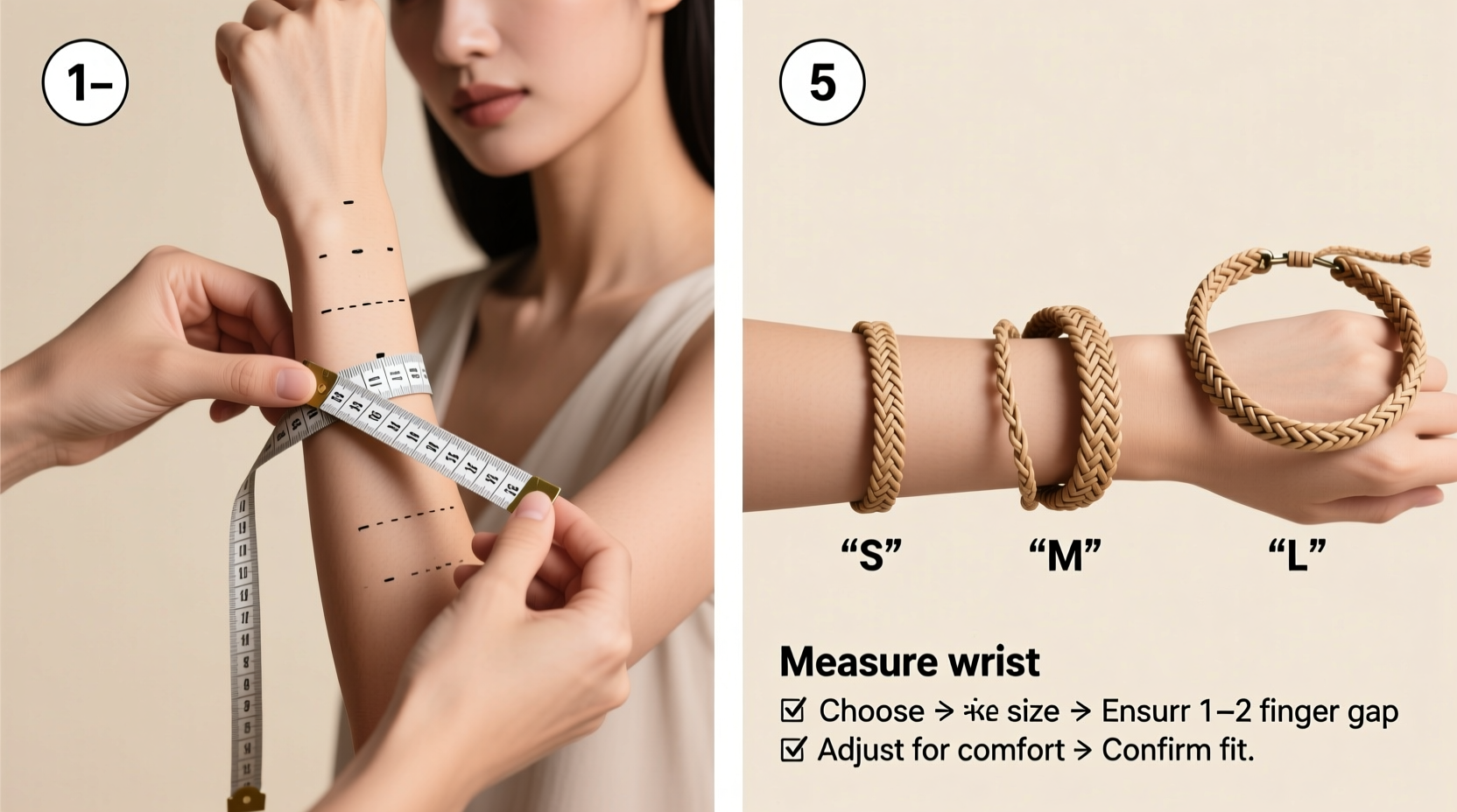 a step by step guide to selecting the ideal size for your woven open bracelet
