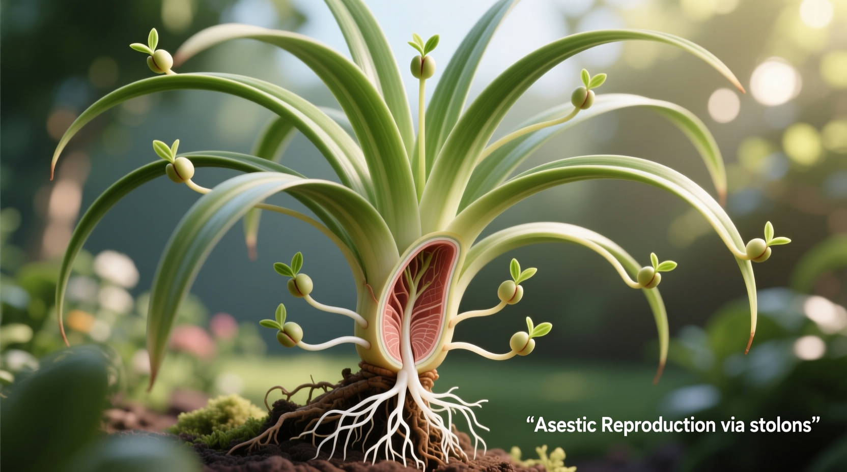 how do spider plants reproduce asexually