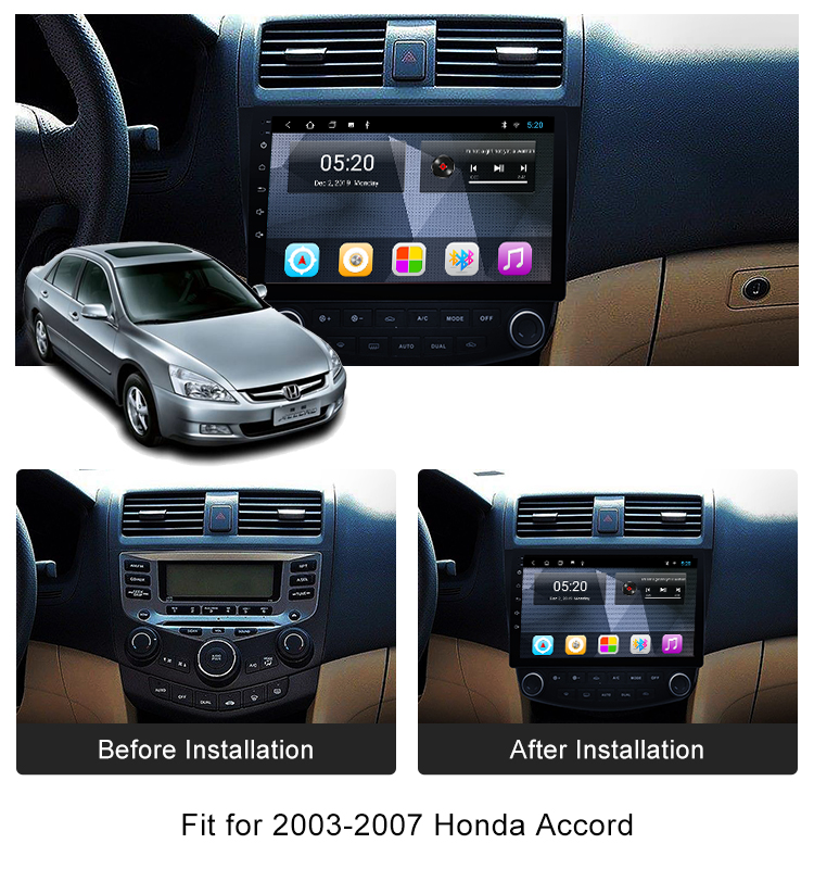 Android Car Video 2+32G 10 Inch Multimedia Bluetooth Car Radio Touch Screen Navigation For Honda Accord 7 Generation 2003-2007