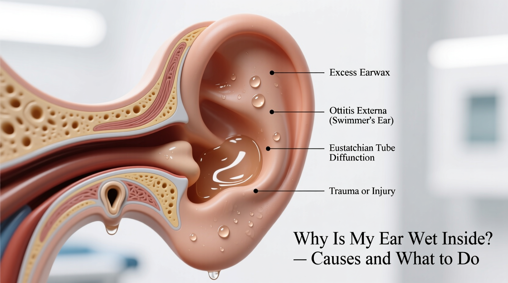why is my ear wet inside causes and what to do