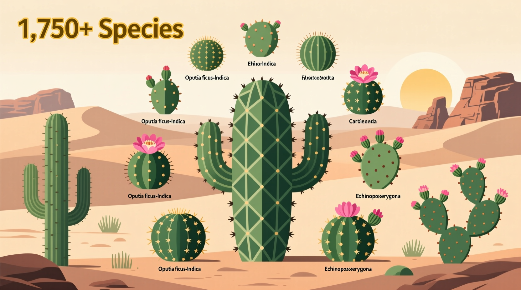 how many kinds of cactus are there