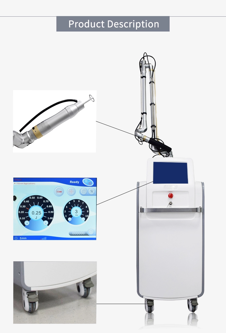 Precio de fábrica 532nm 755nm 1064nm Q conmutado Nd Yag láser de eliminación de tatuajes Picosecond máquina láser Picosur 1