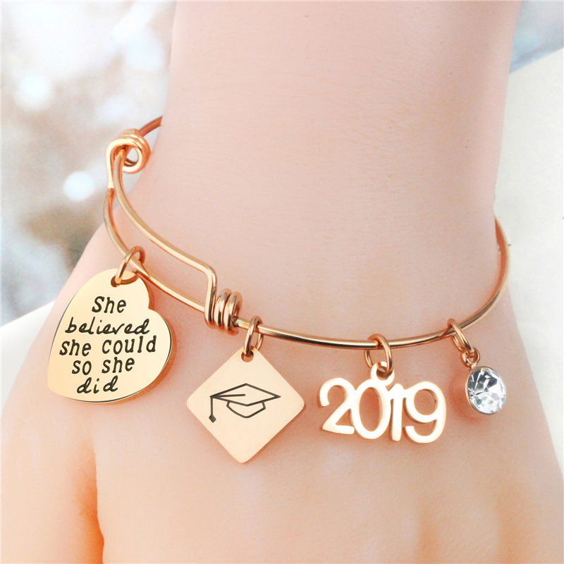 时尚女装启发珠宝银玫瑰镀金可调手镯手链不锈钢DIY魅力手链