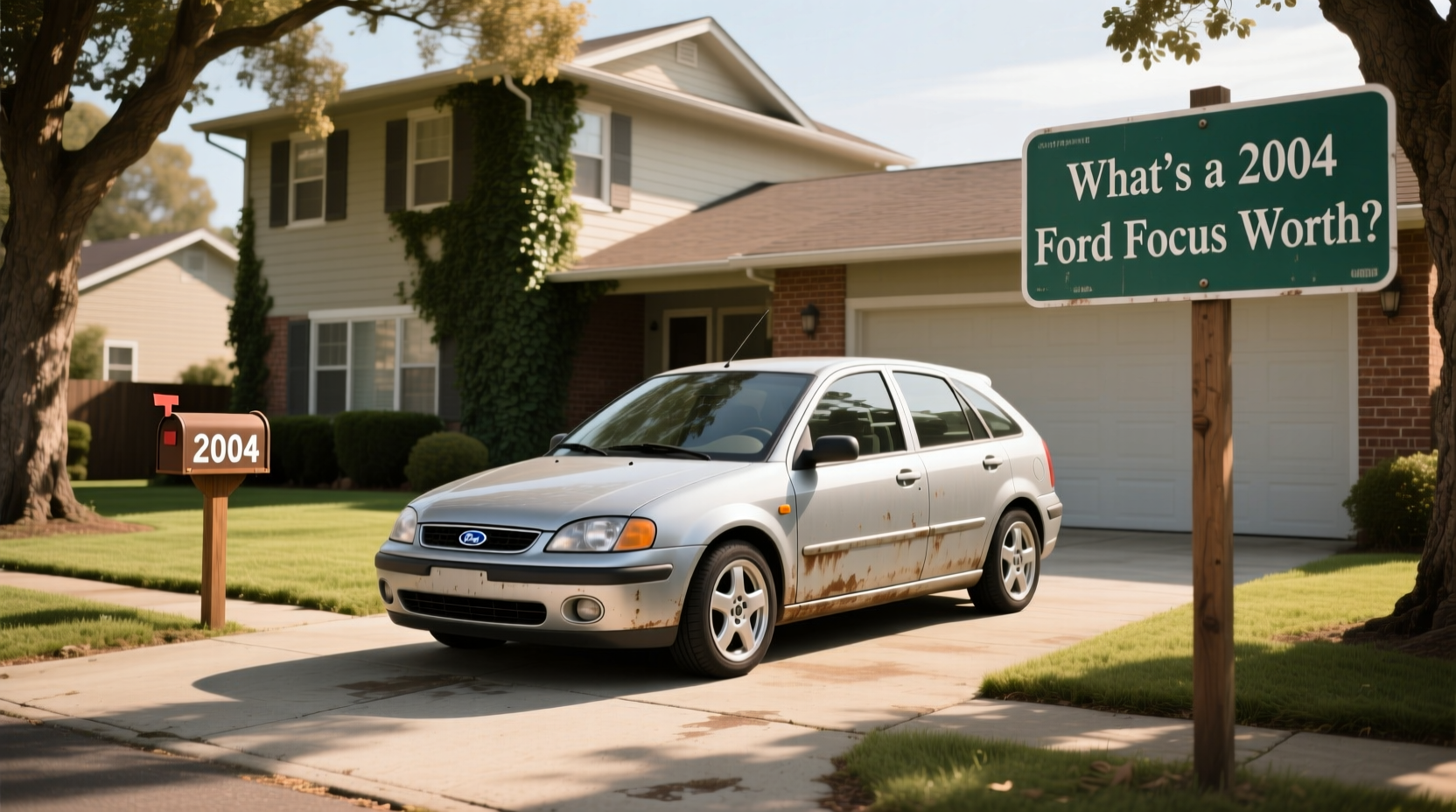 2004 Ford Focus hatchback on city street