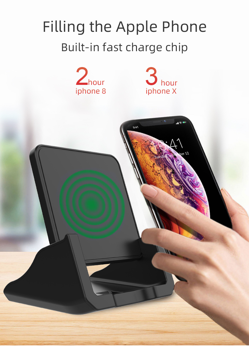 Hot New A9189  Desk Stand Qi 10W Fast Charger Wireless Mobile Phone Charger Vertical Wireless Charger Induction Charging Base