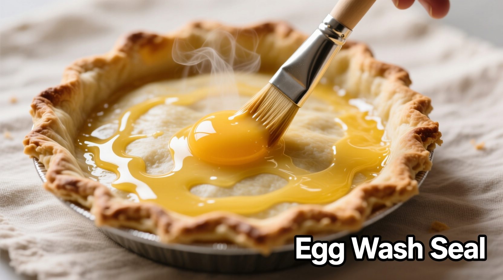 Egg wash sealing prebaked pie crust to prevent sogginess