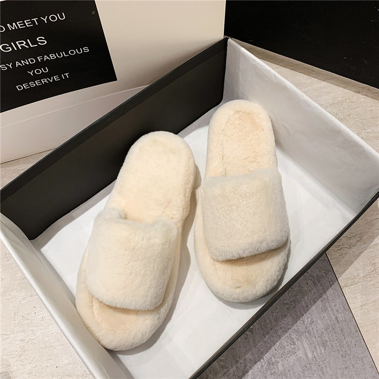 Winter Warm Slides Home Flat Sandals Female Bedroom Plush Slippers for Women Wholesale