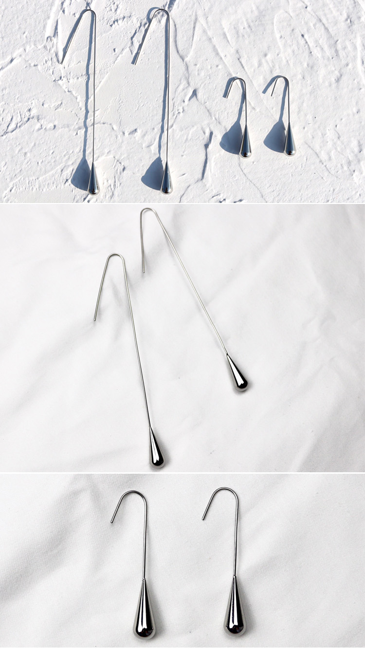 时尚宣言独特女性珠宝不锈钢长链银水滴耳环金