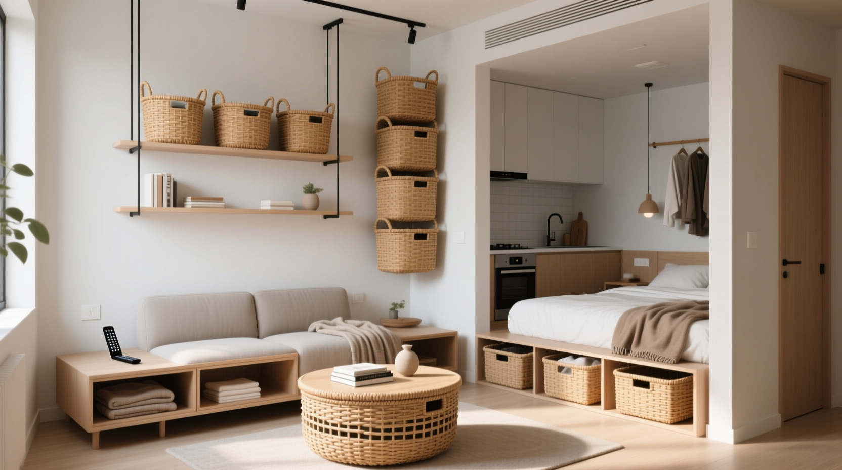 maximize space and style creative ways to use storage baskets in a small apartment