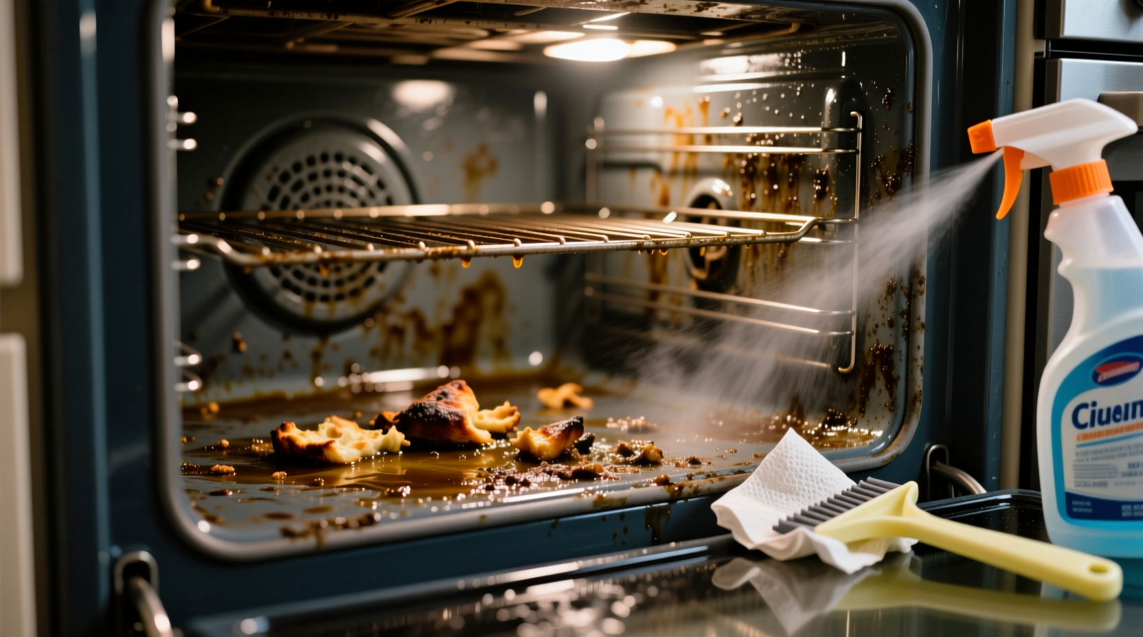 how to clean bottom of oven