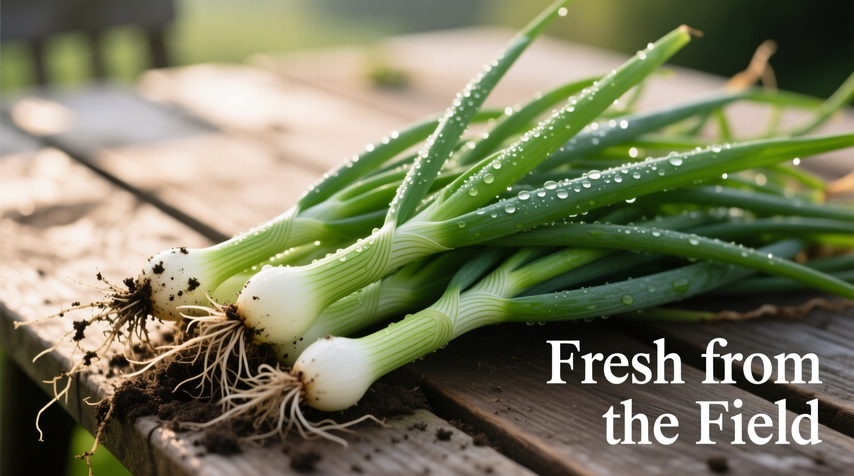 Freshly harvested welsh onions with green stems
