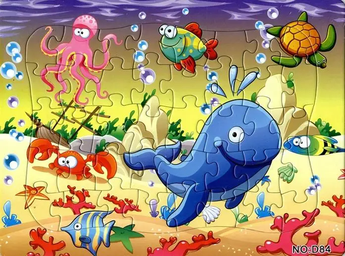 40 Pieces Paper Puzzle Diy Toys Underwater World Jigsaw Puzzle for Kids