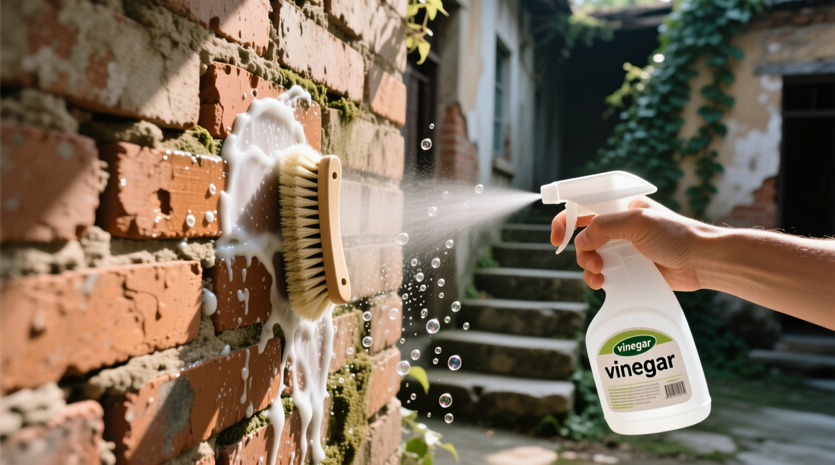 how to clean bricks with vinegar
