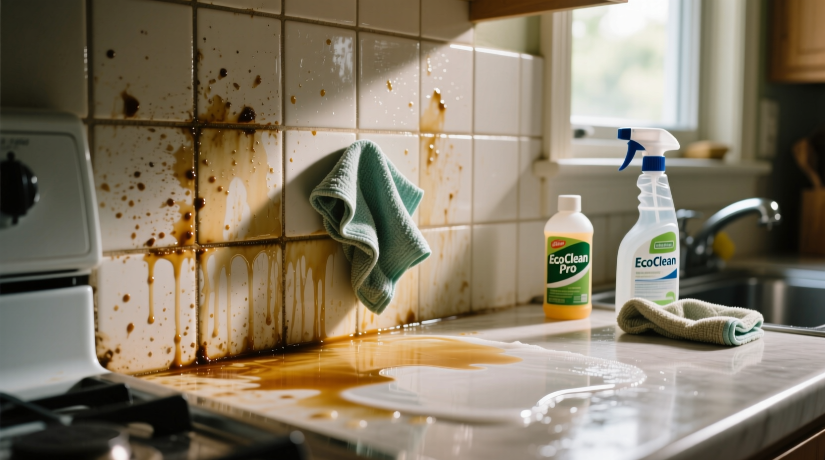 how to clean grease from kitchen backsplash