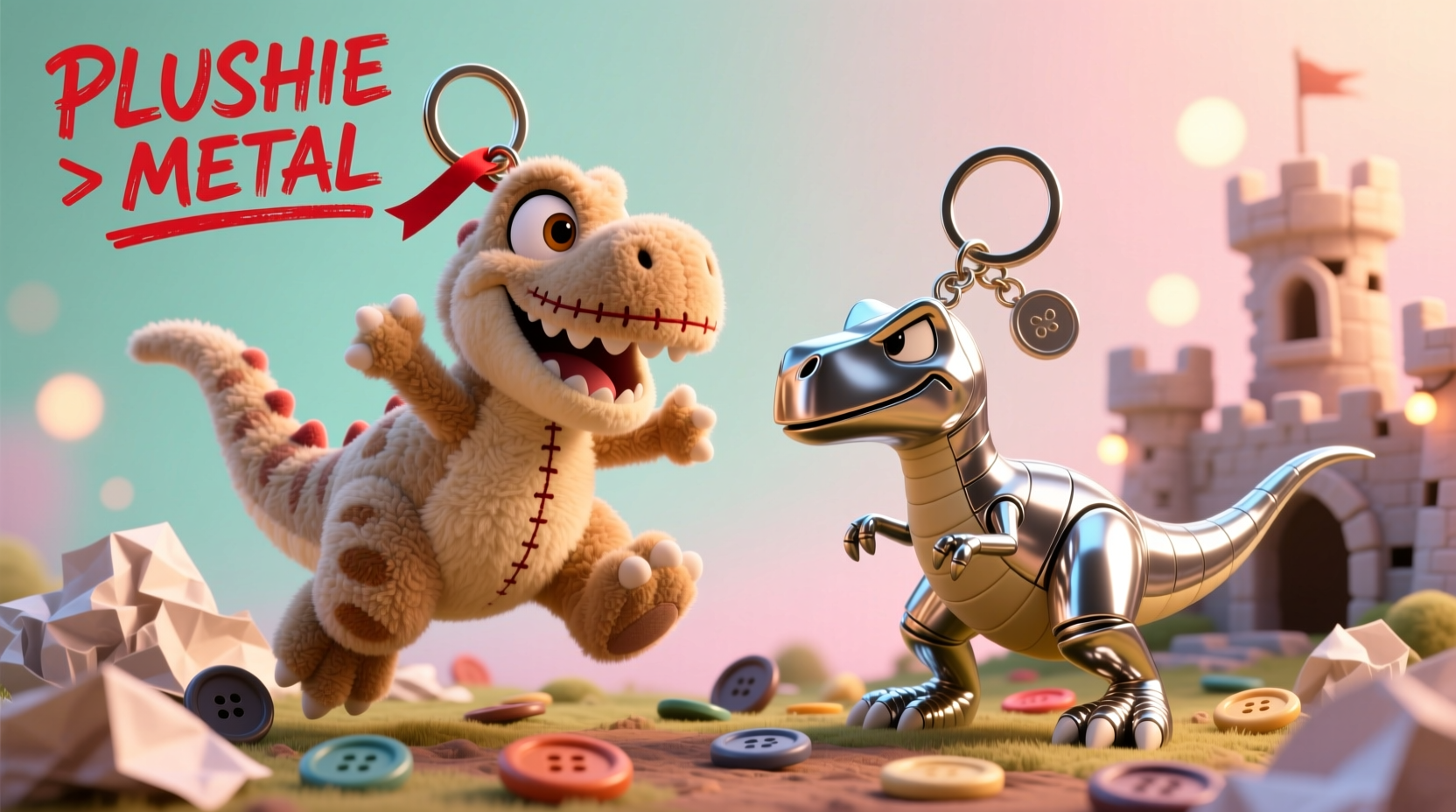 dino keychain showdown is a plushie better than metal