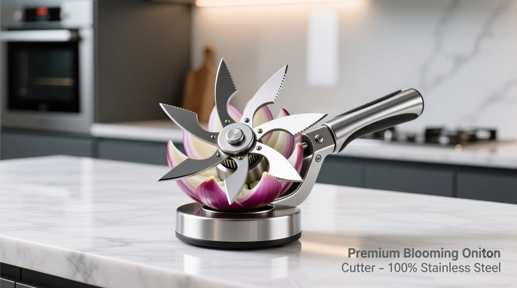 Professional blooming onion cutter with stainless steel blades