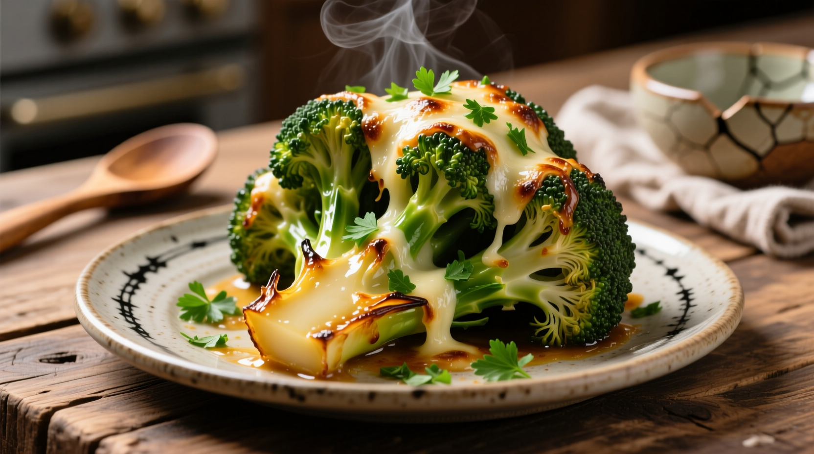 Perfectly roasted broccoli with garlic and parmesan