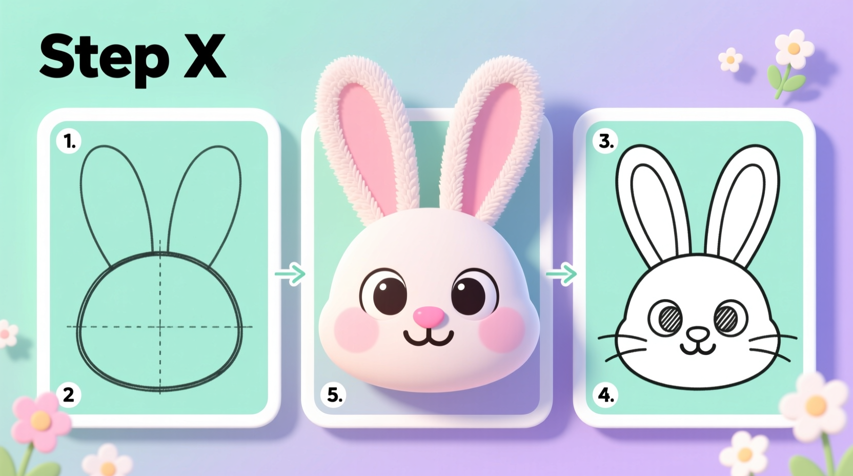how to draw easter bunny head