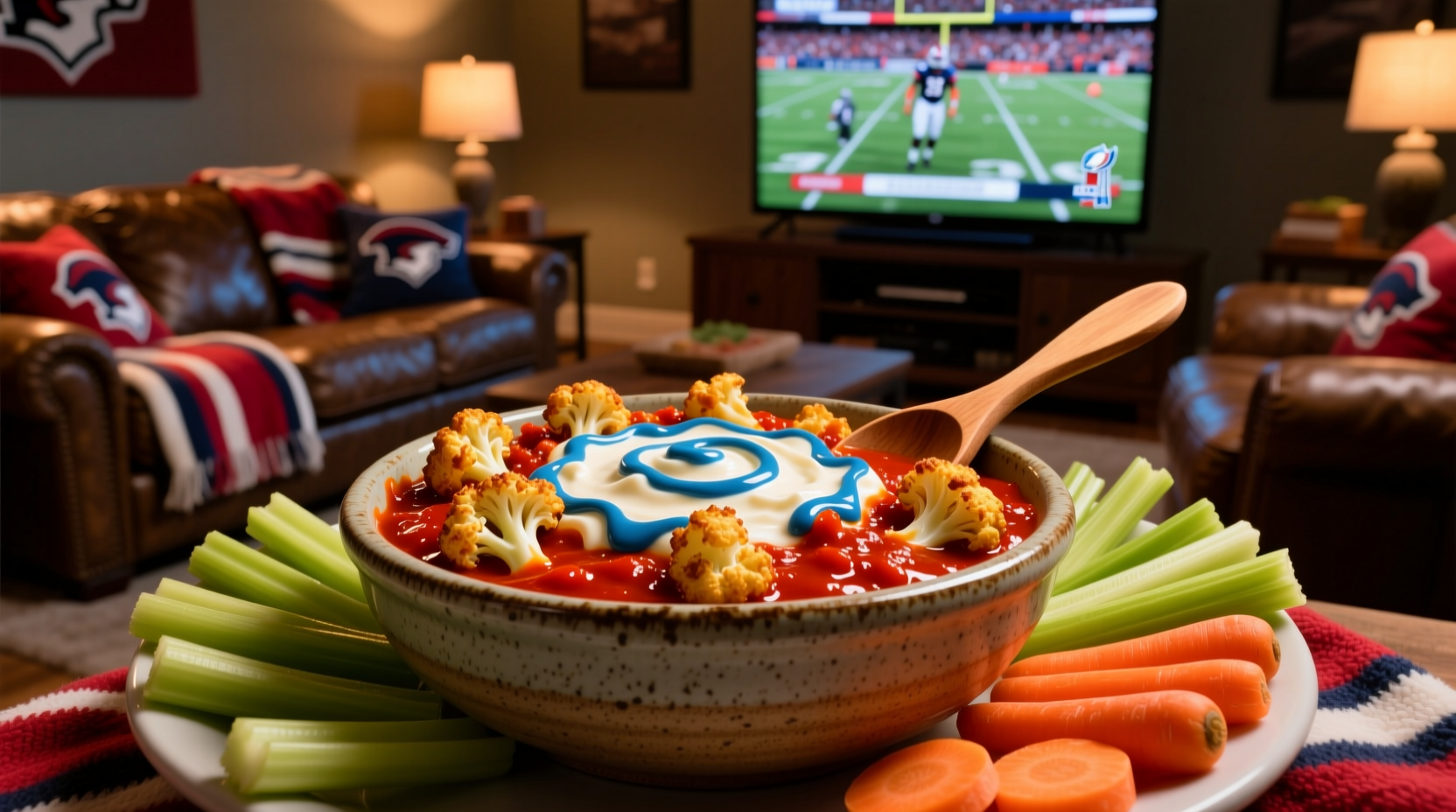 make this buffalo cauliflower dip for super bowl sunday