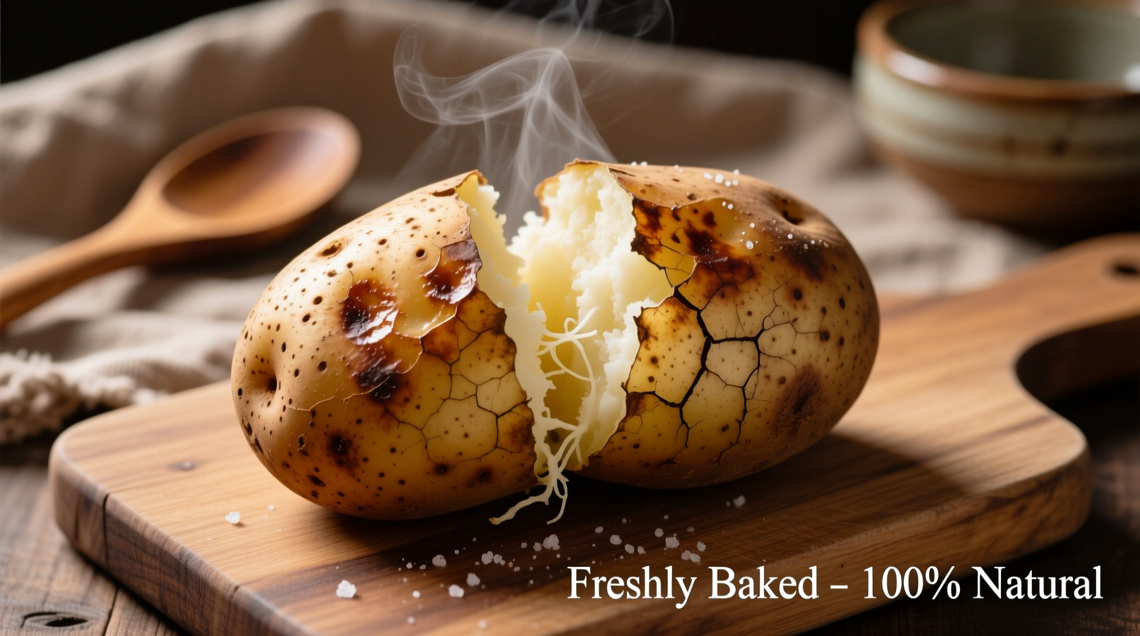 Perfectly baked russet potato with crisp skin