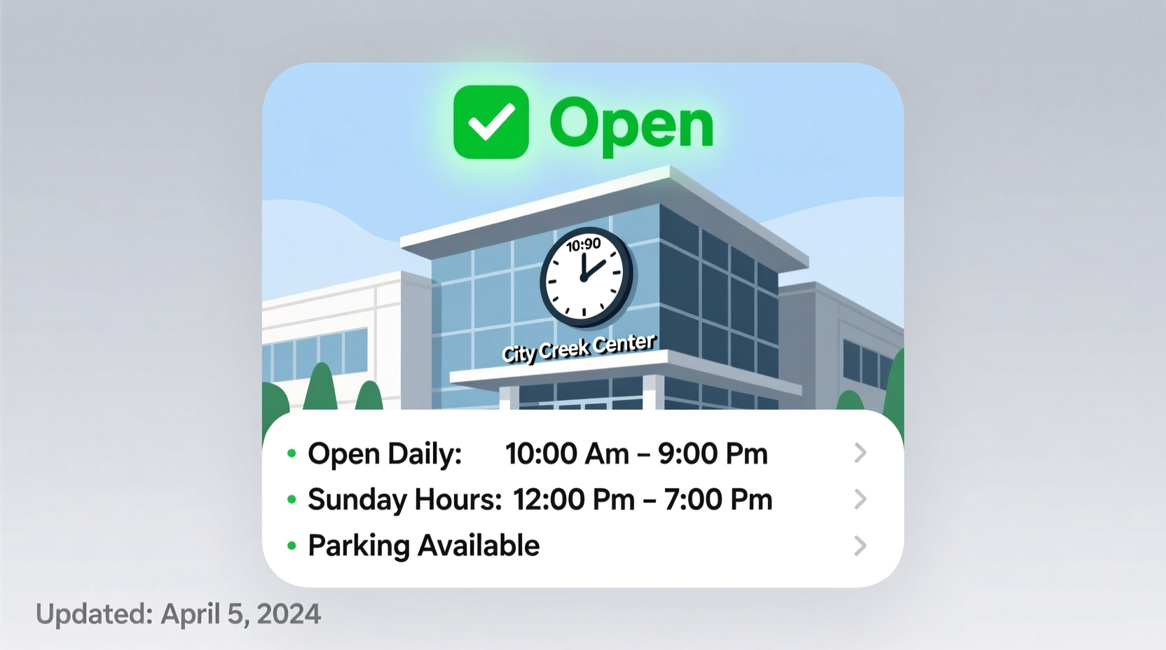 is city creek center open on sunday