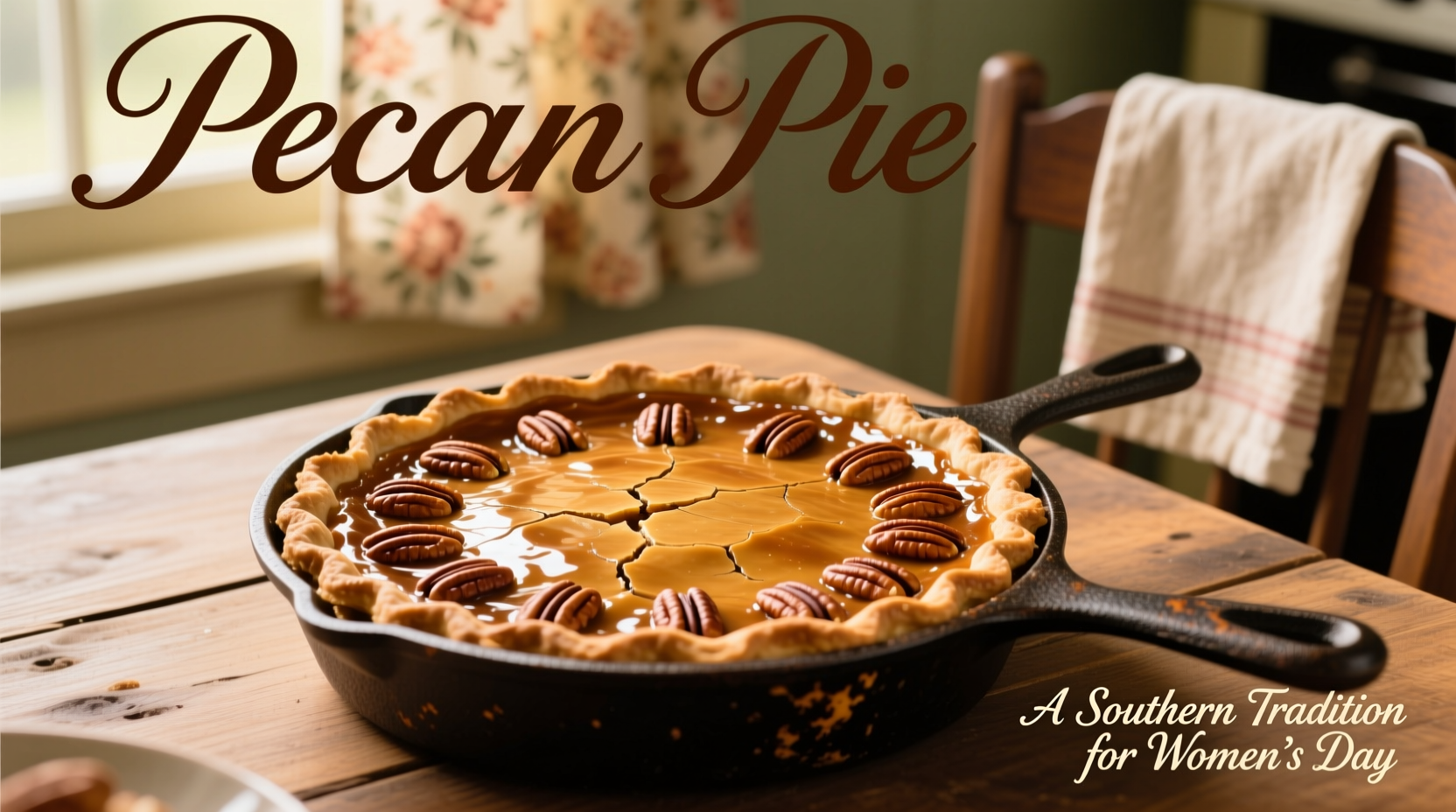pecan pie in cast iron skillet from womens day magazine