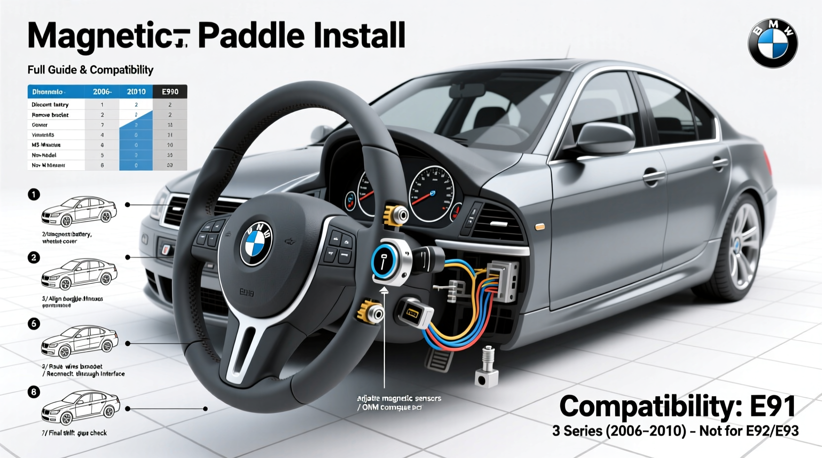 bmw e90 magnetic paddle install