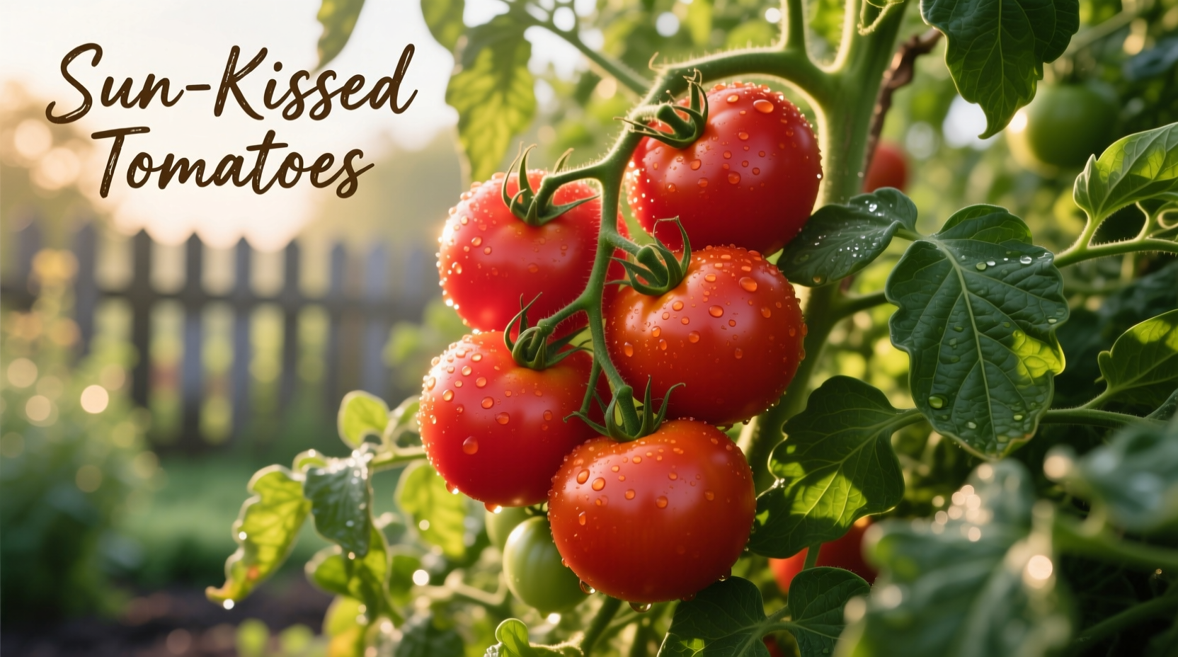 Ripe Big Red tomatoes on vine with green foliage
