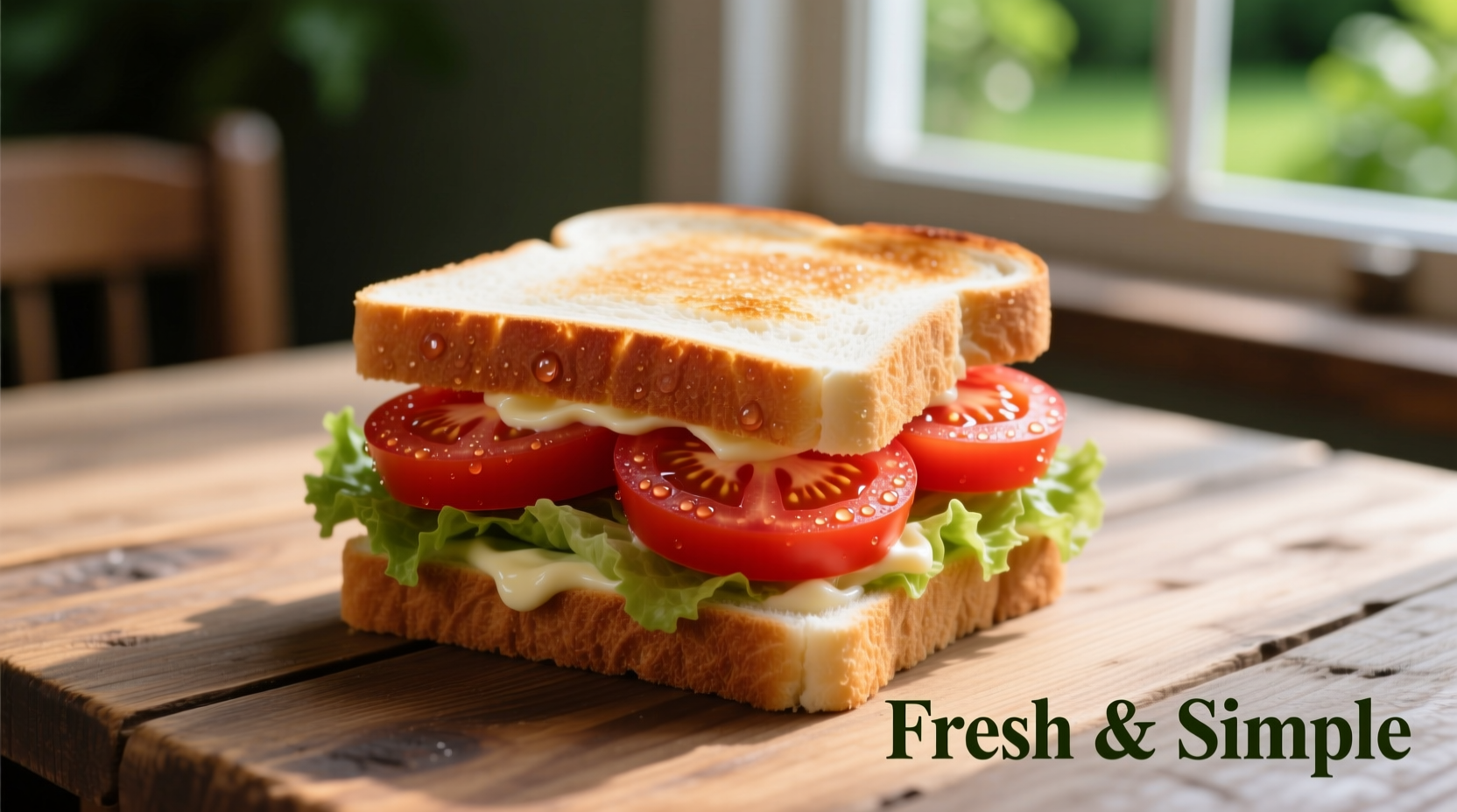Perfectly assembled tomato sandwich with ripe red tomatoes