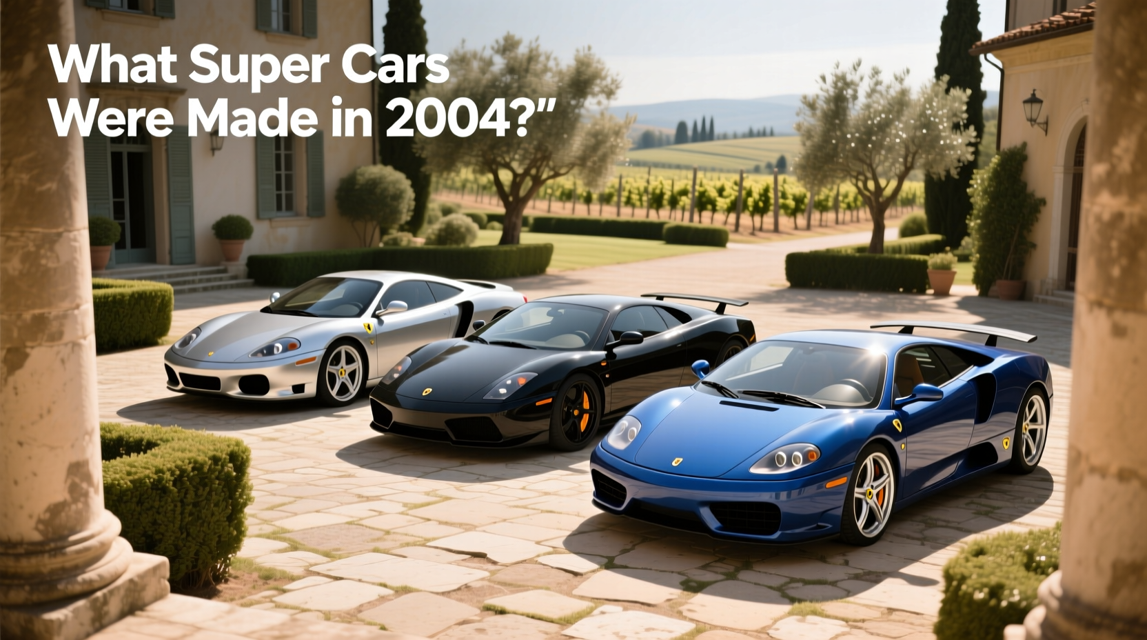 Ferrari F430 and Porsche 911 side-by-side showcasing 2004 supercar design language