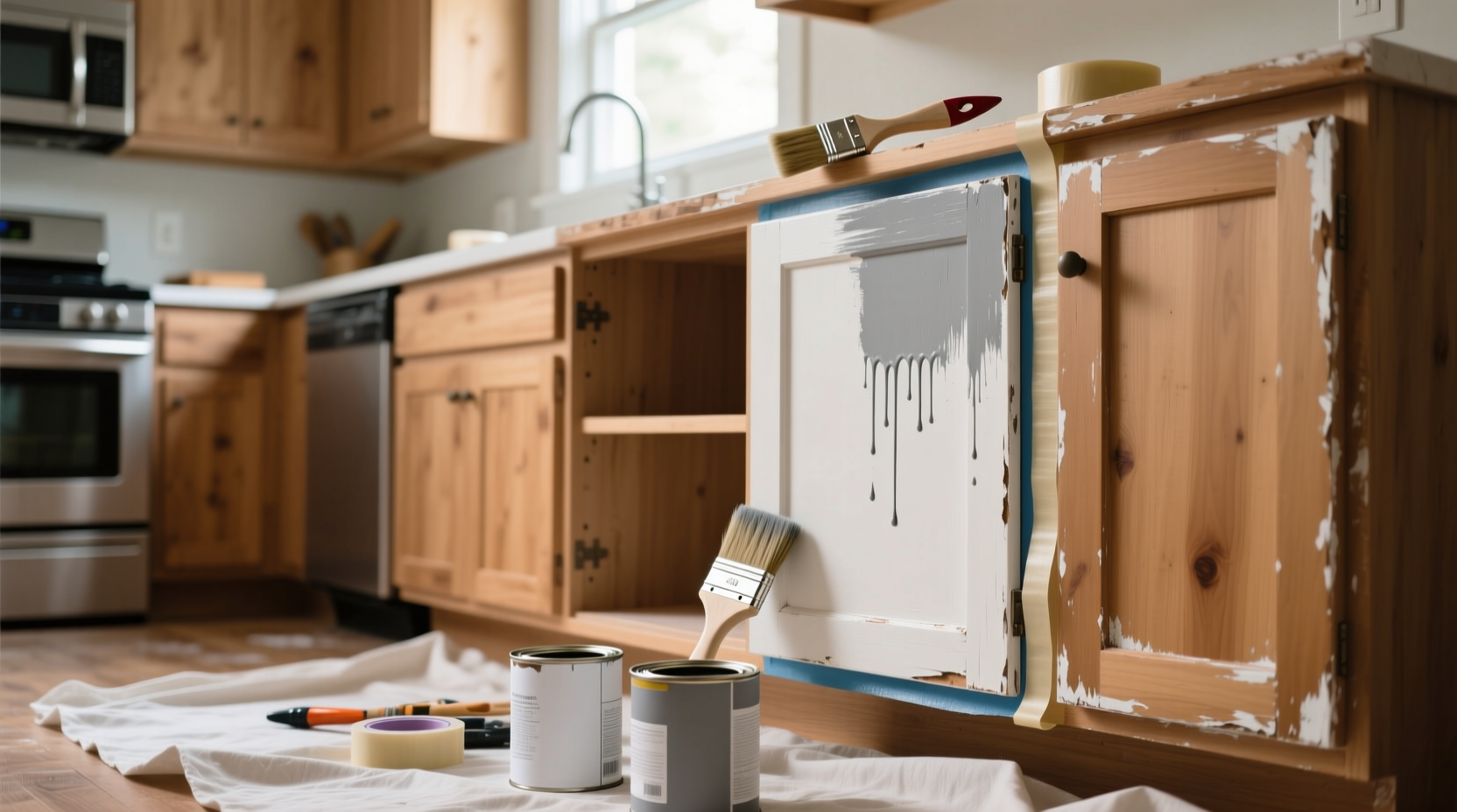 diy painting kitchen cabinets